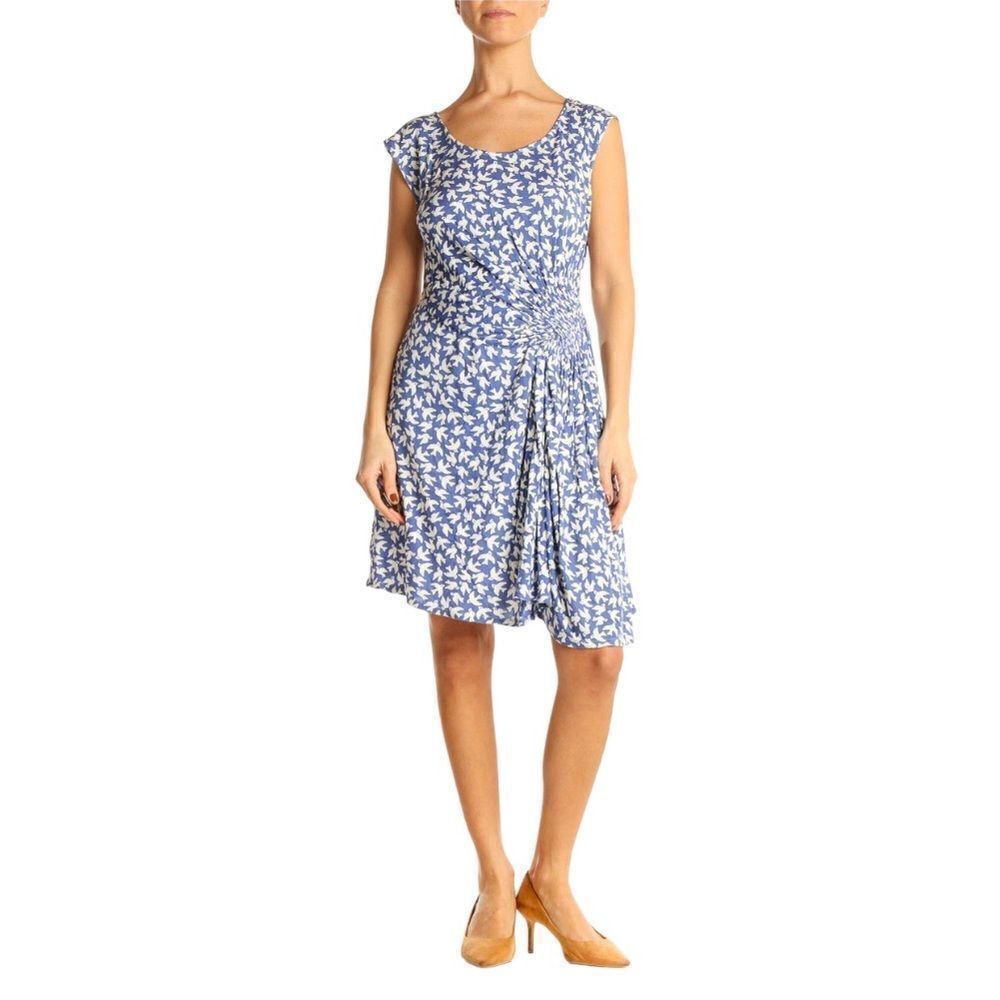 LEIFNOTES ANTHROPOLOGIE Women’s Bird Print Sleeveless Dress Blue Size Small